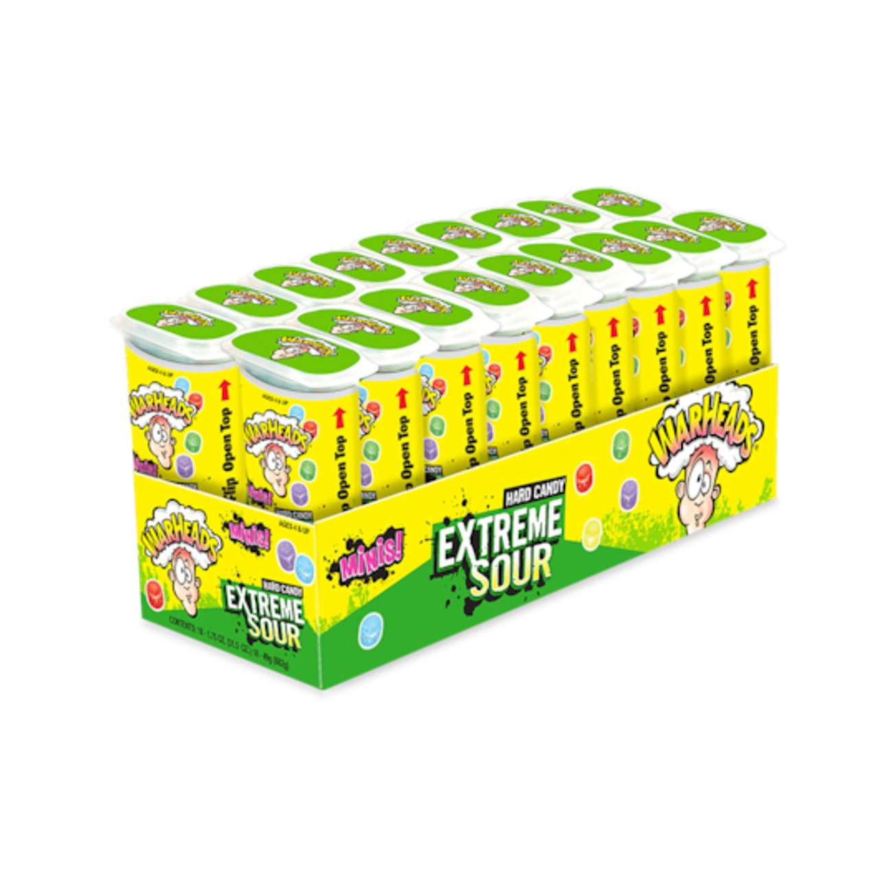 Warheads Extreme Sour Hard Candy Minis, 1.75 Ounce, 18 Per Pack, 8 Per Case