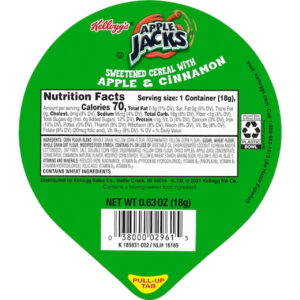 Kellogg Apple Jacks Cereal, 0.63 Ounce, 96 Per Case