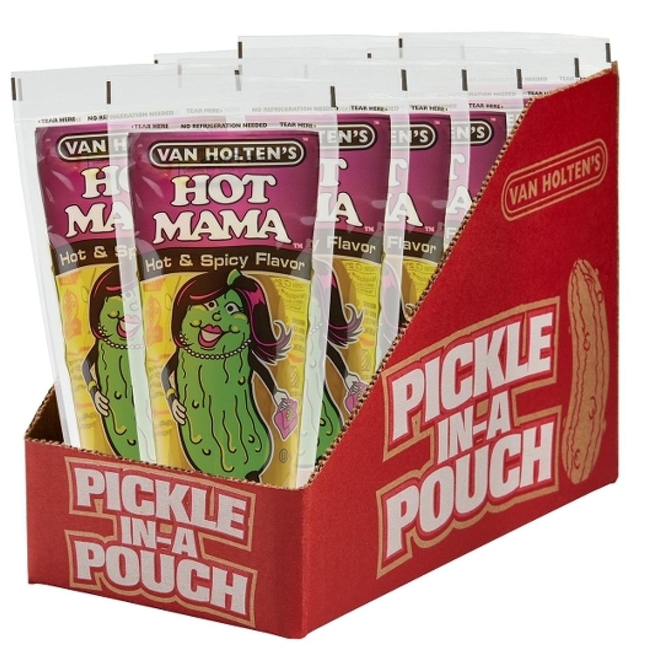 Van Holten s Hot Mama King Size Hot & Spicy Pickle, 1 Per Pouch - 12 Per Case