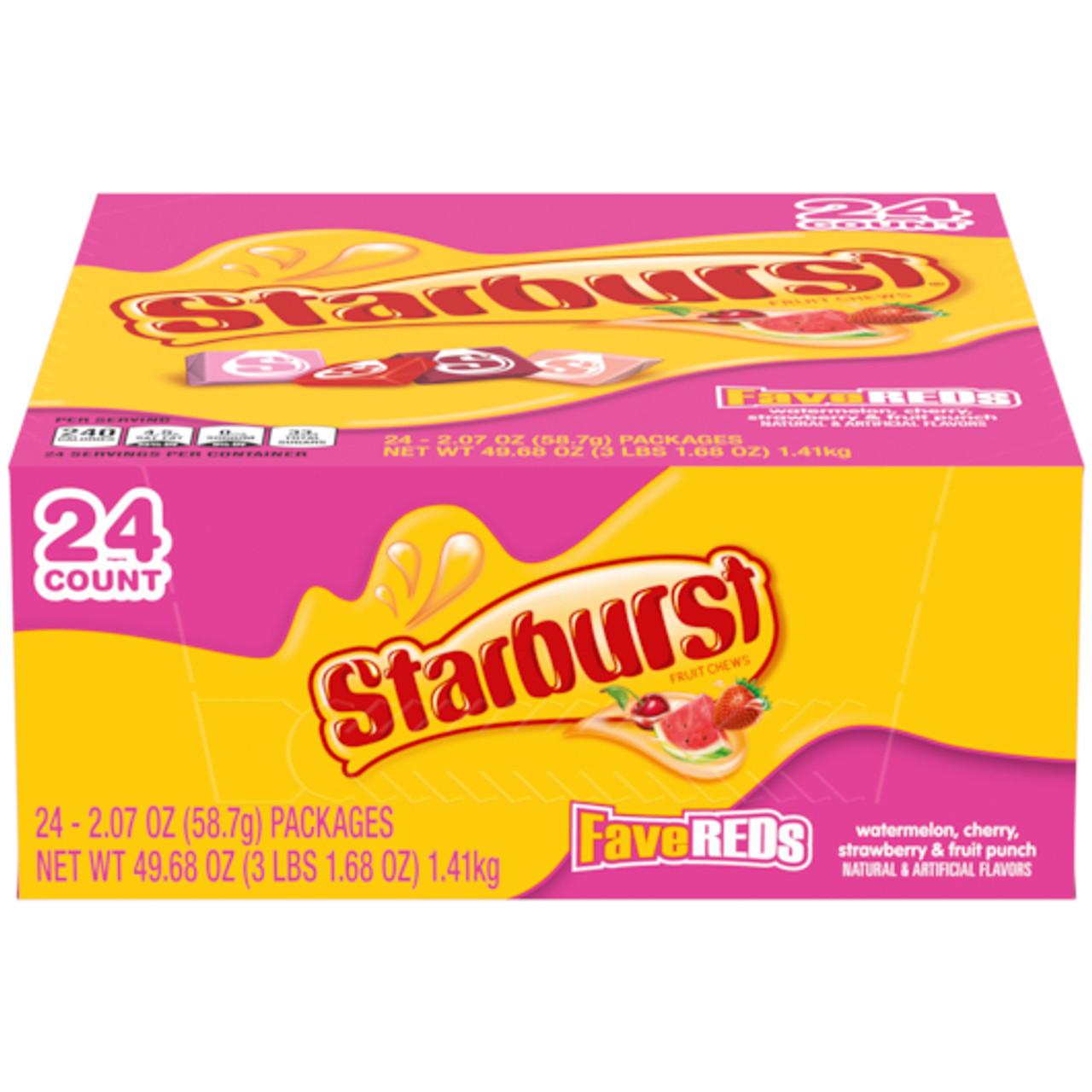 Starburst Fave Reds, 2.07 Ounces, 24 Per Pack, 12 Per Case