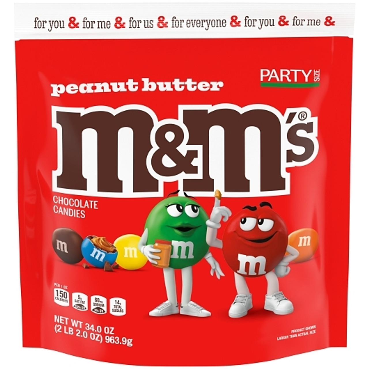 M&M Peanut Butter Stand Up Pouch, 34 Ounce, 6 Per Case