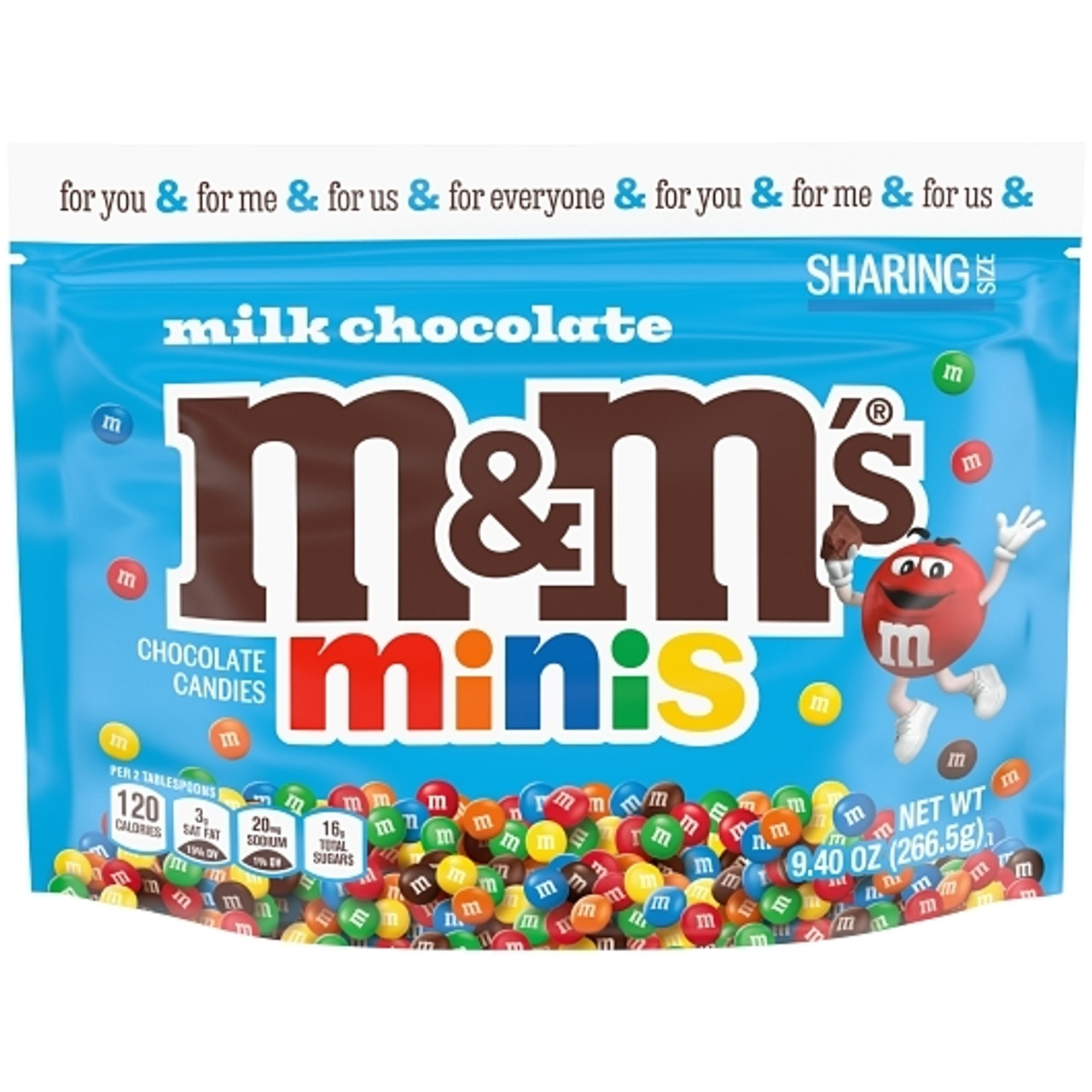 M&M s Minis Milk Chocolate Stand Up Pouch, 9.4 Ounce, 8 Per Case