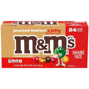 M&M's Peanut Butter And Jelly Share Size Bag, 2.83 Ounce, 24 Per Box, 6 Per Case