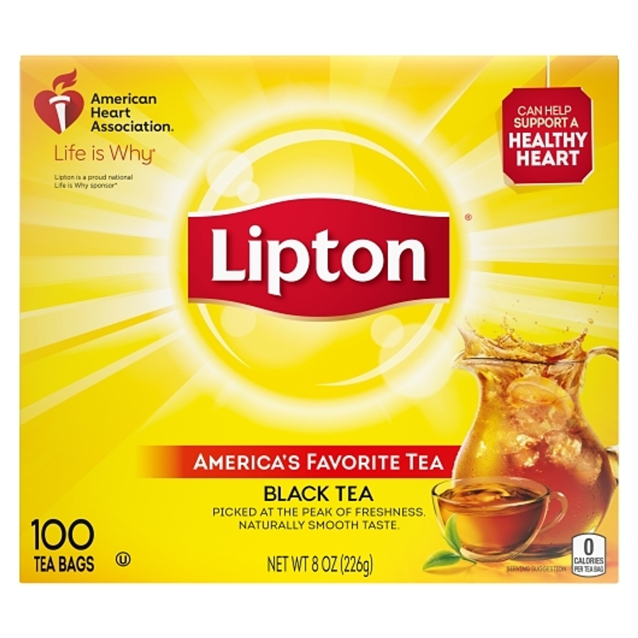 Lipton Black Tea Traditional Blend, 100 Tea Bags, 10 Per Case