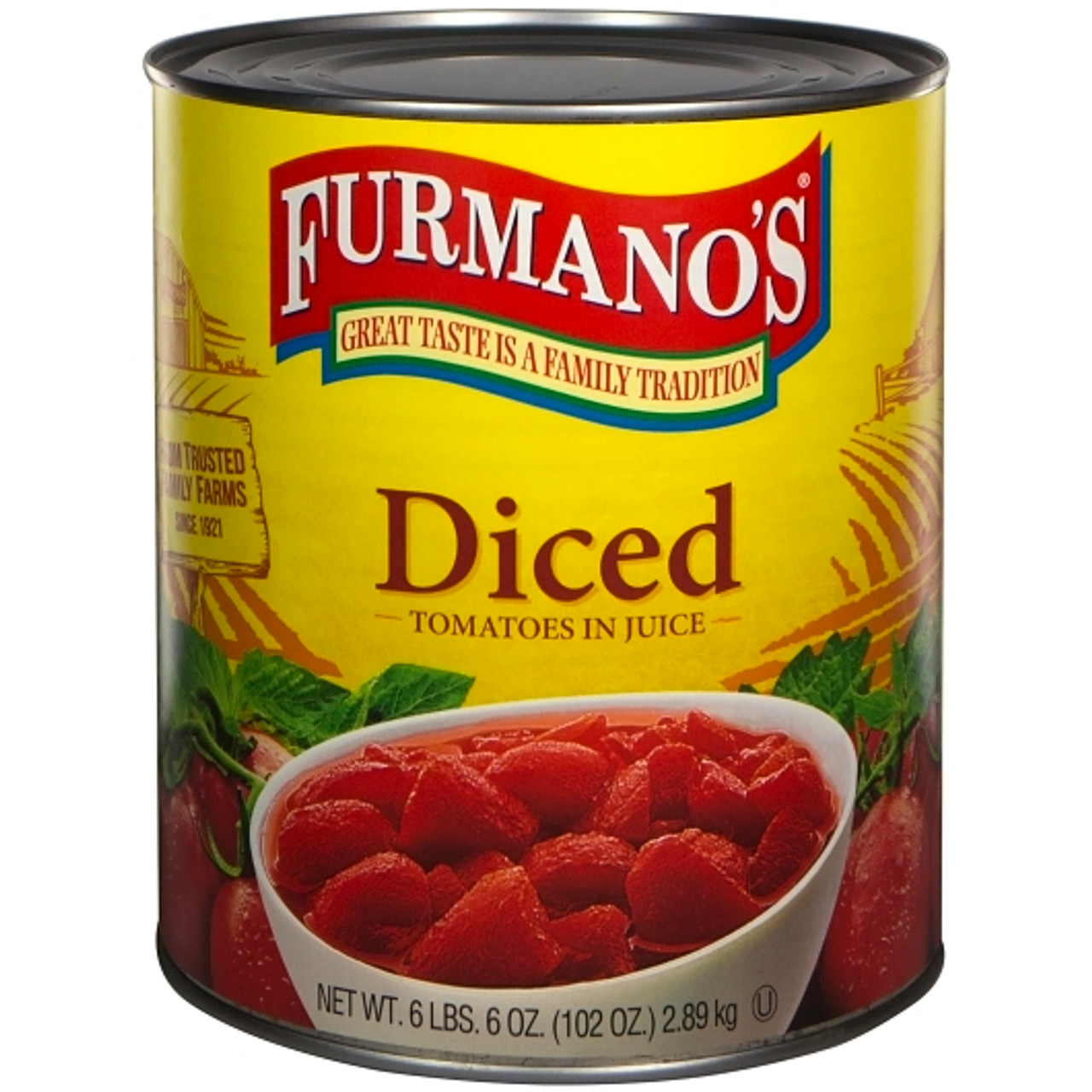 Furmanos Diced & Peeled Tomatoes, 102 Ounce, 6 Per Case