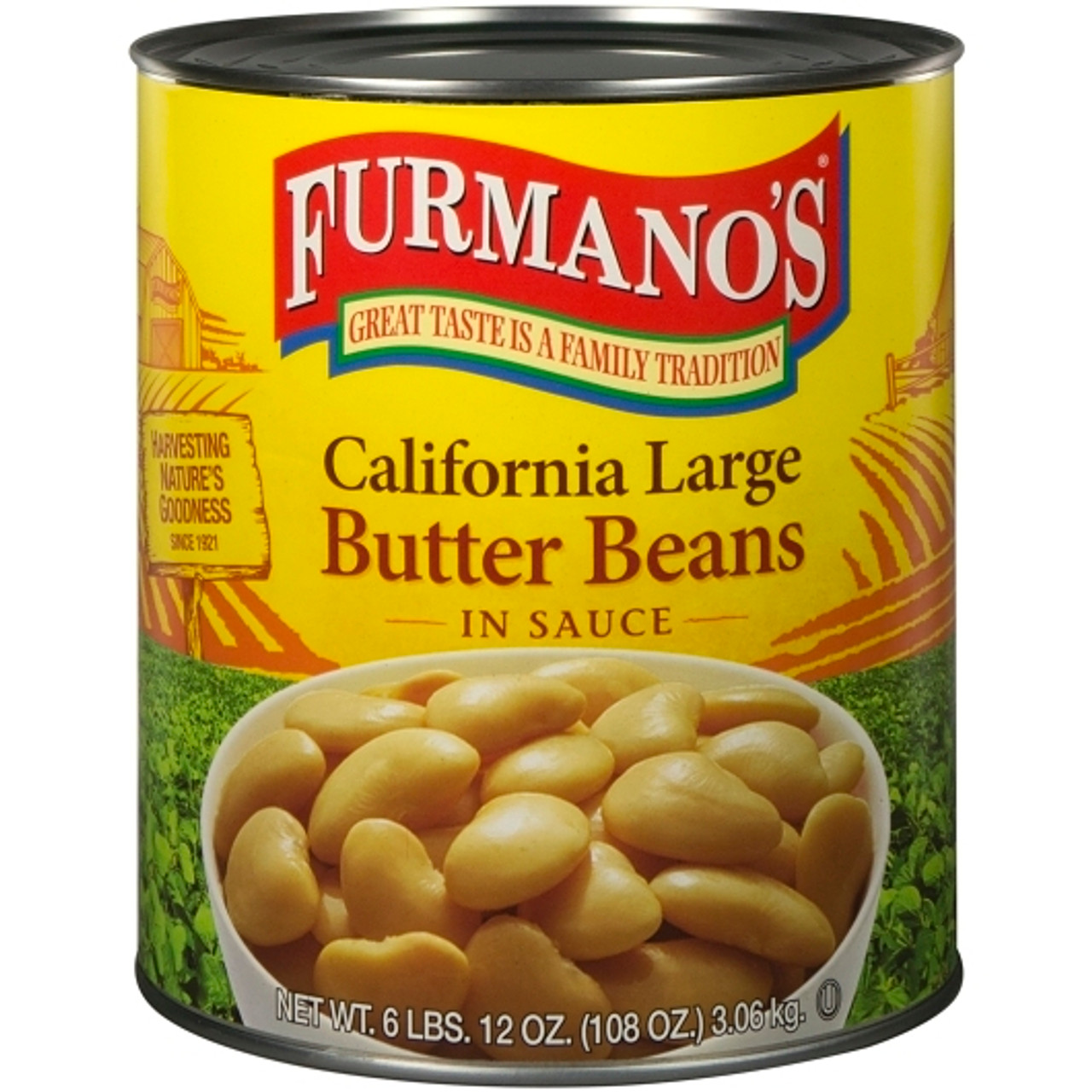 Furmanos California Large Butter Beans In Sauce, 108 Ounce, 6 Per Case