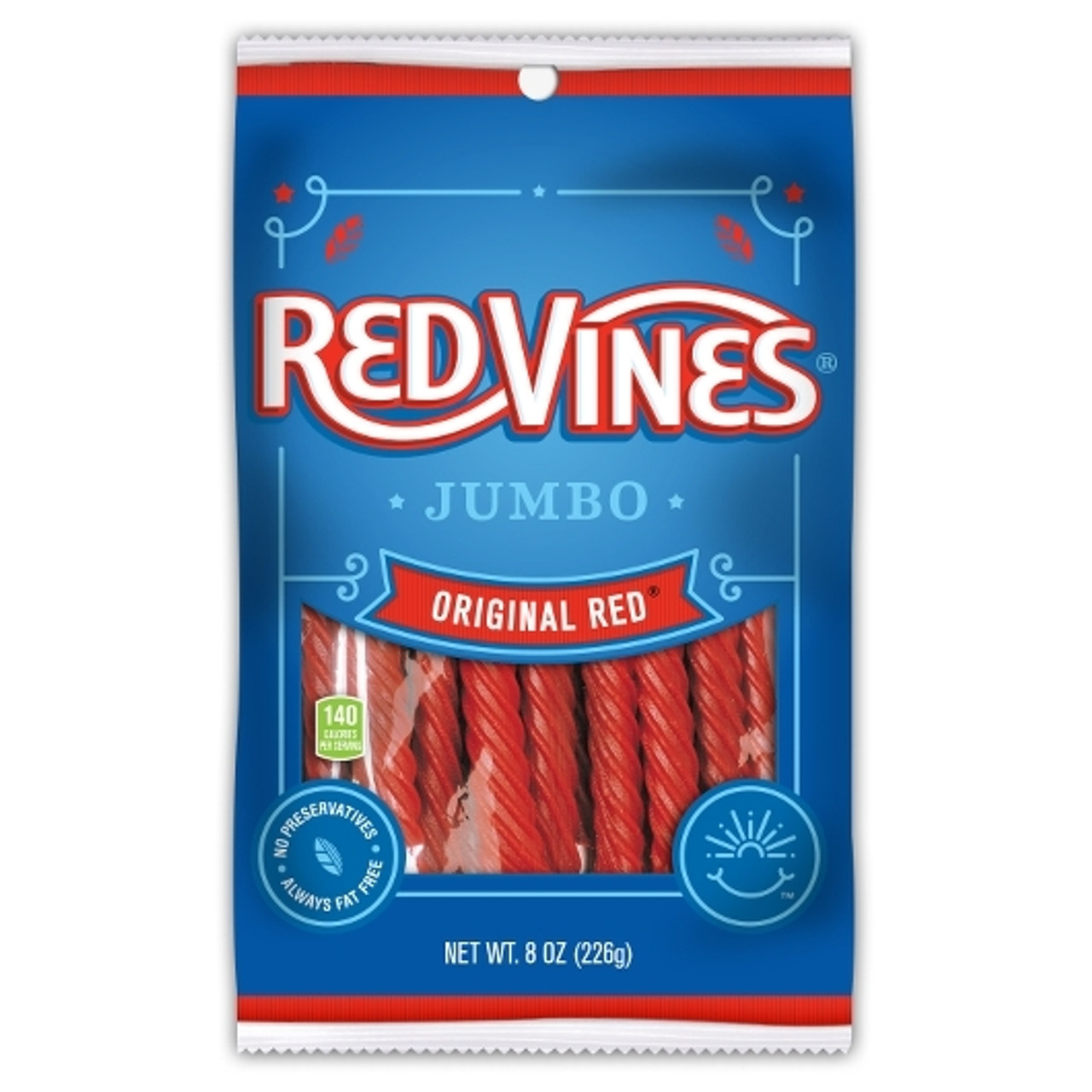 Red Vines Jumbo Original Red Twists Peg Bag, 8 Ounce, 12 Per Case