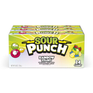 Sour Punch Rainbow Straws Gummy Candy, 2 Ounce, 288 Per Case