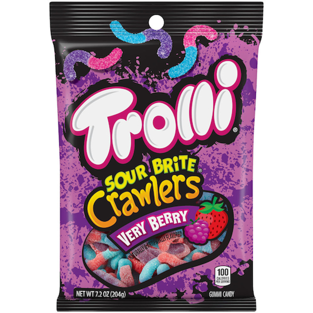 Trolli Very Berry Sour Brite Crawlers Gummy Candy, 7.2 Ounce, 8 Per Case