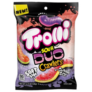 Trolli Flipside Duo Crawlers Gummy Candy Peg Bag, 4.25 Ounce, 12 Per Case