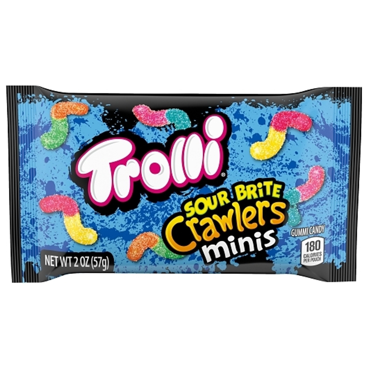 Trolli Sour Brite Crawlers Minis, 2 Ounce, 18 Per Box, 8 Per Case