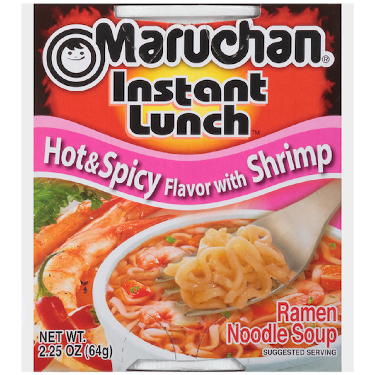 Maruchan Instant Hot & Spicy Shrimp Flavored Ramen Noodle Soup, 2.25 Ounces, 12 Per Case