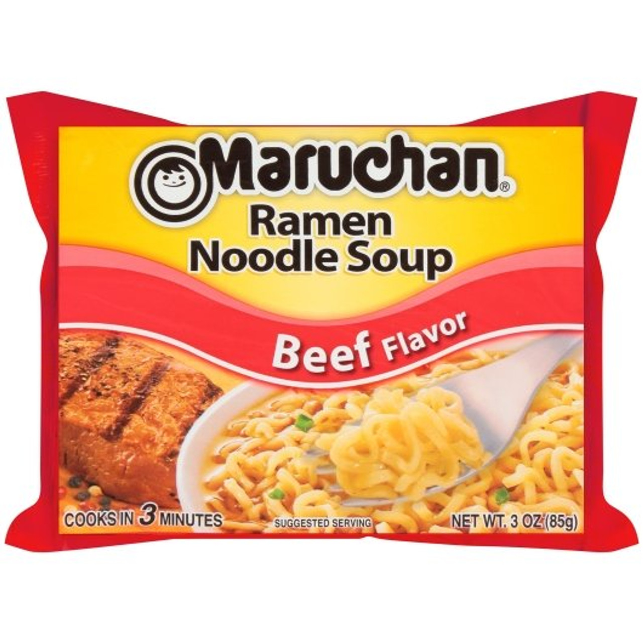Maruchan Instant Beef Flavored Ramen Noodle Soup, 3 Ounces, 24 Per Case