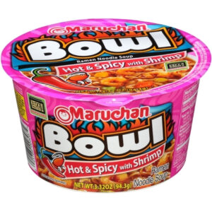 Maruchan Instant Hot & Spicy Shrimp Flavor Ramen Noodle Soup, 3.32 Ounces, 6 Per Case
