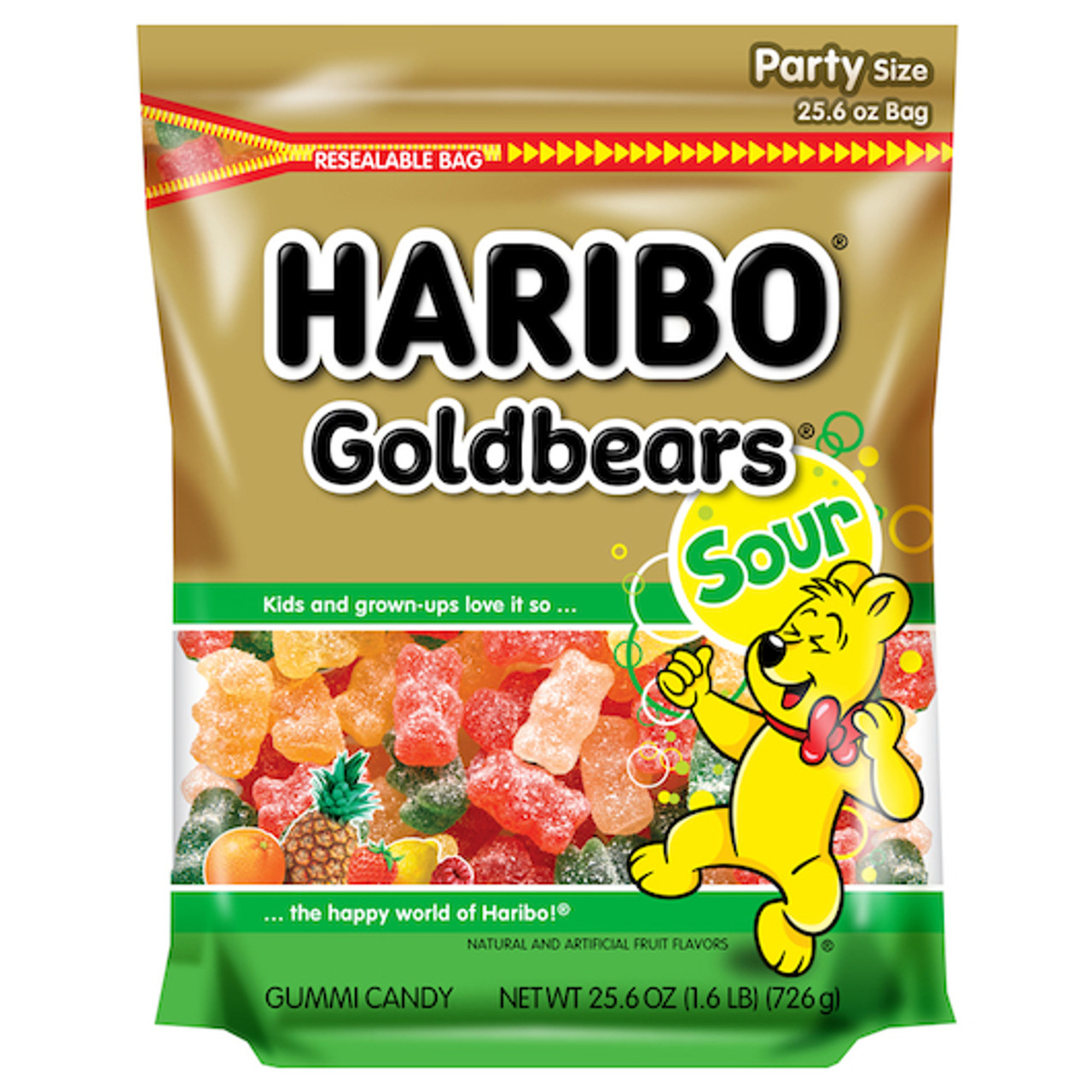 Haribo Goldbears Confectionery Sour Gummy Bears, 25.6 Ounce, 4 Per Case