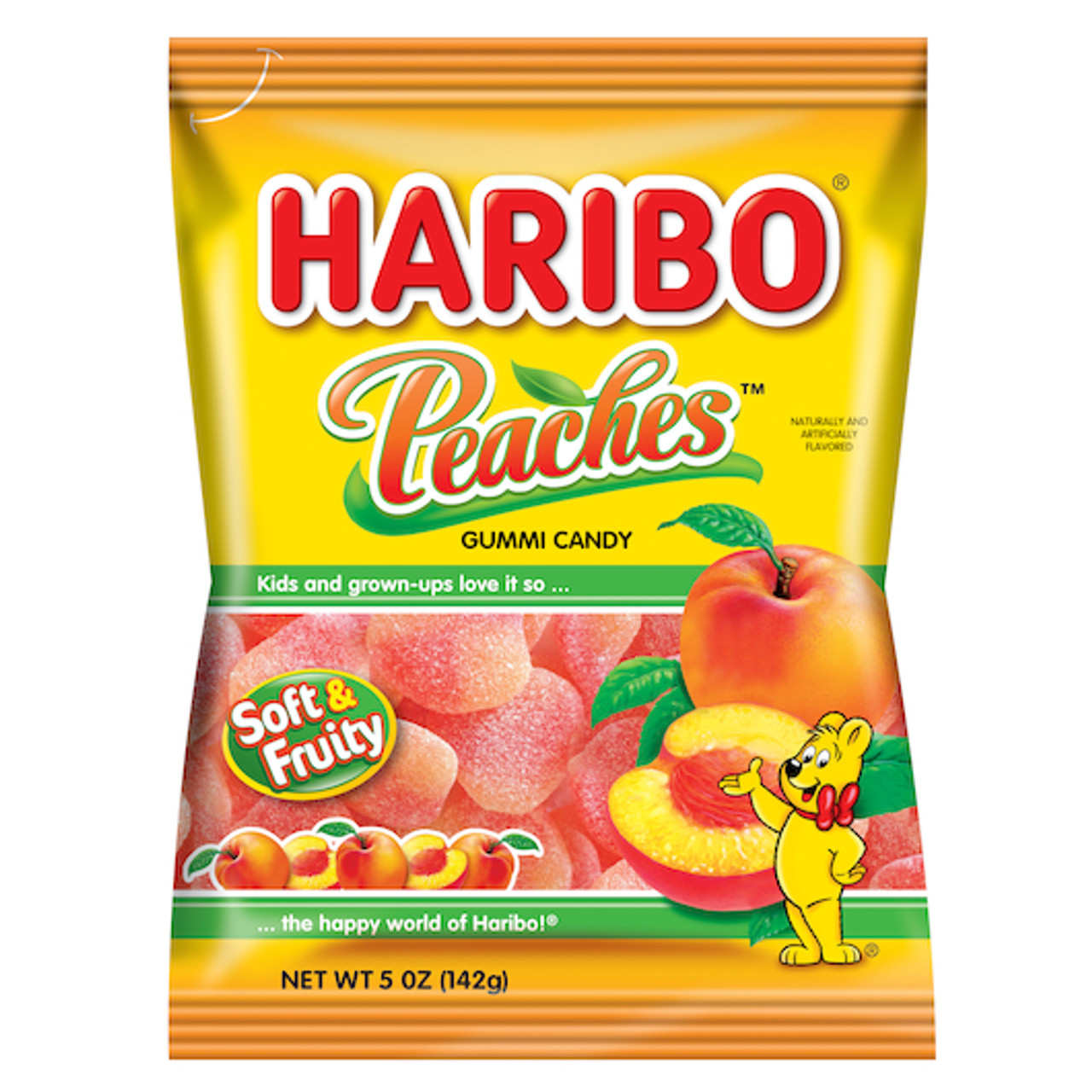 Haribo Peaches Gummy Candy, 5 Ounce, 12 per case