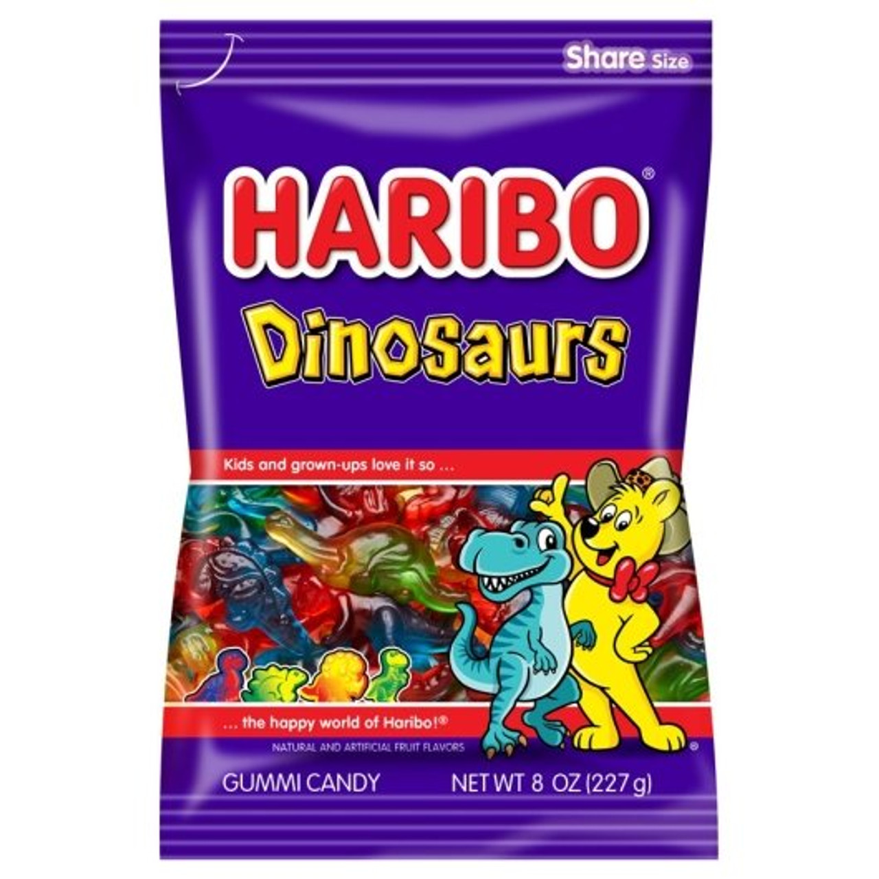 Haribo Dinosaur Gummy Candy Peg Bag, 8 Ounce, 10 Per Case