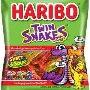 Haribo Twin Snakes Gummy Candy, 5 Ounce, 12 Per Box, 8 Per Case