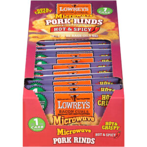 Lowreys Bacon Curls Spicy, 1.75 Ounces, 18 Per Box, 2 Per Case
