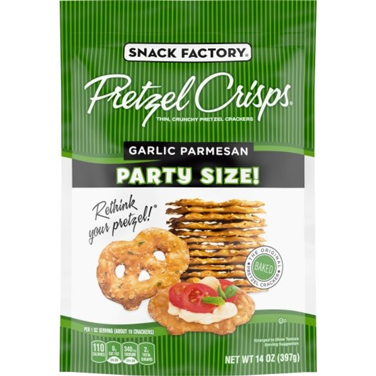 Snack Factory Pretzel Crisps Garlic Parmesan, 14 Ounces, 12 Per Case