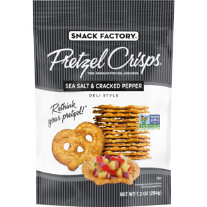 Snack Factory Pretzel Crisps Sea Salt & Cracked Pepper, 7.2 Ounce, 12 Per Case