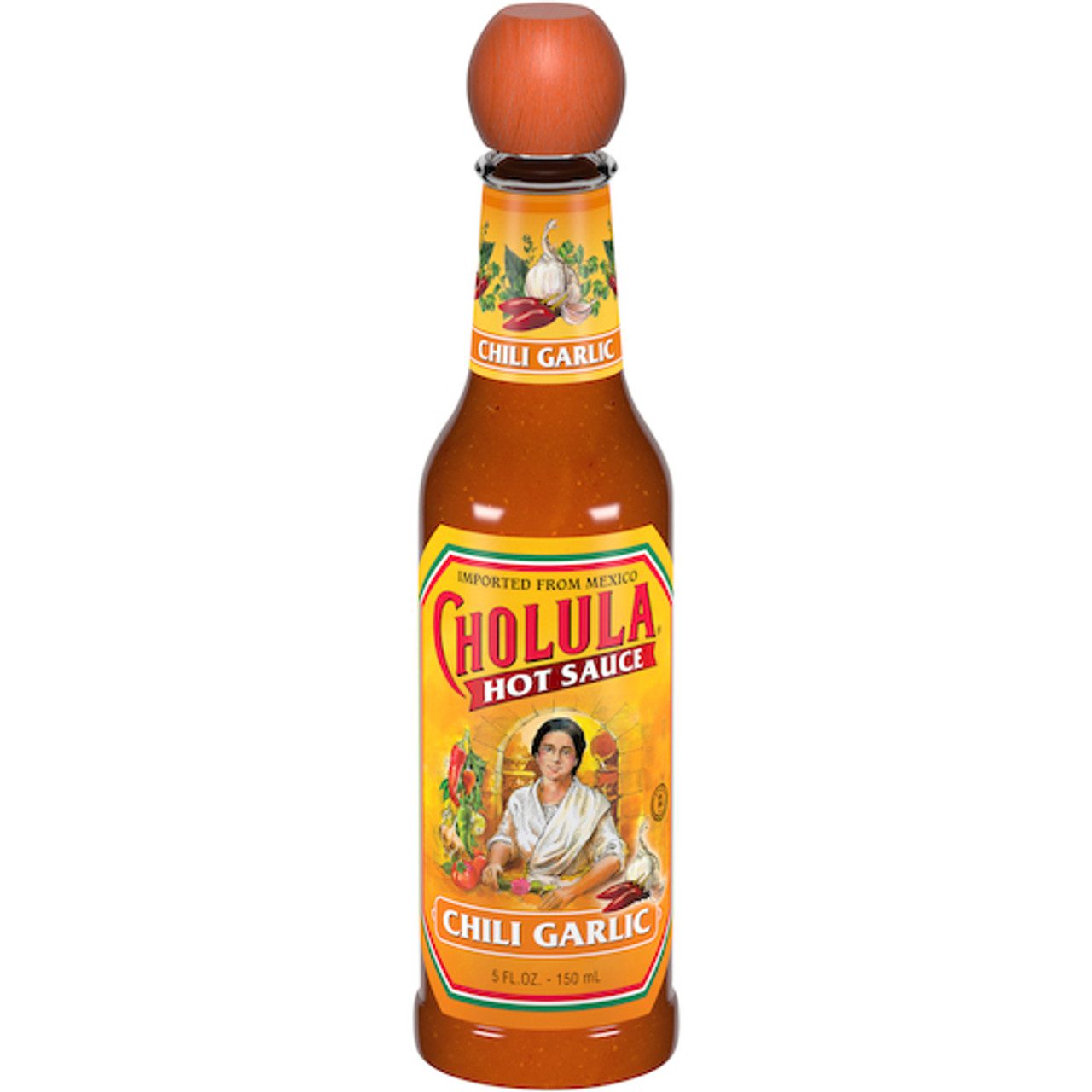 Cholula Chili Garlic Hot Sauce Bottle, 5 Fluid Ounce, 12 Per Case