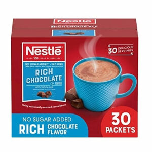 Nestle Fat Free No Sugar Added Hot Cocoa Mix, 0.28 Ounces, 30 Per Box, 6 Per Case