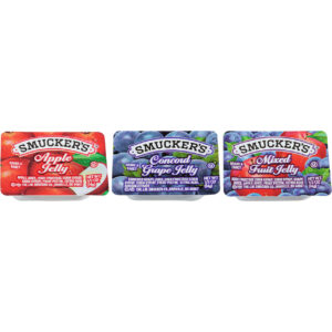 Smucker s Assortment 50 Apple, 100 Grape, 50 Mixed Fruit Jelly, 0.5 Ounces, 200 Per Case