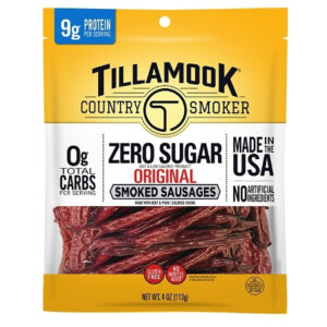 Tillamook Country Smoker Zero Sugar Original Smoked Sausage, 4 Ounce, 12 Per Case