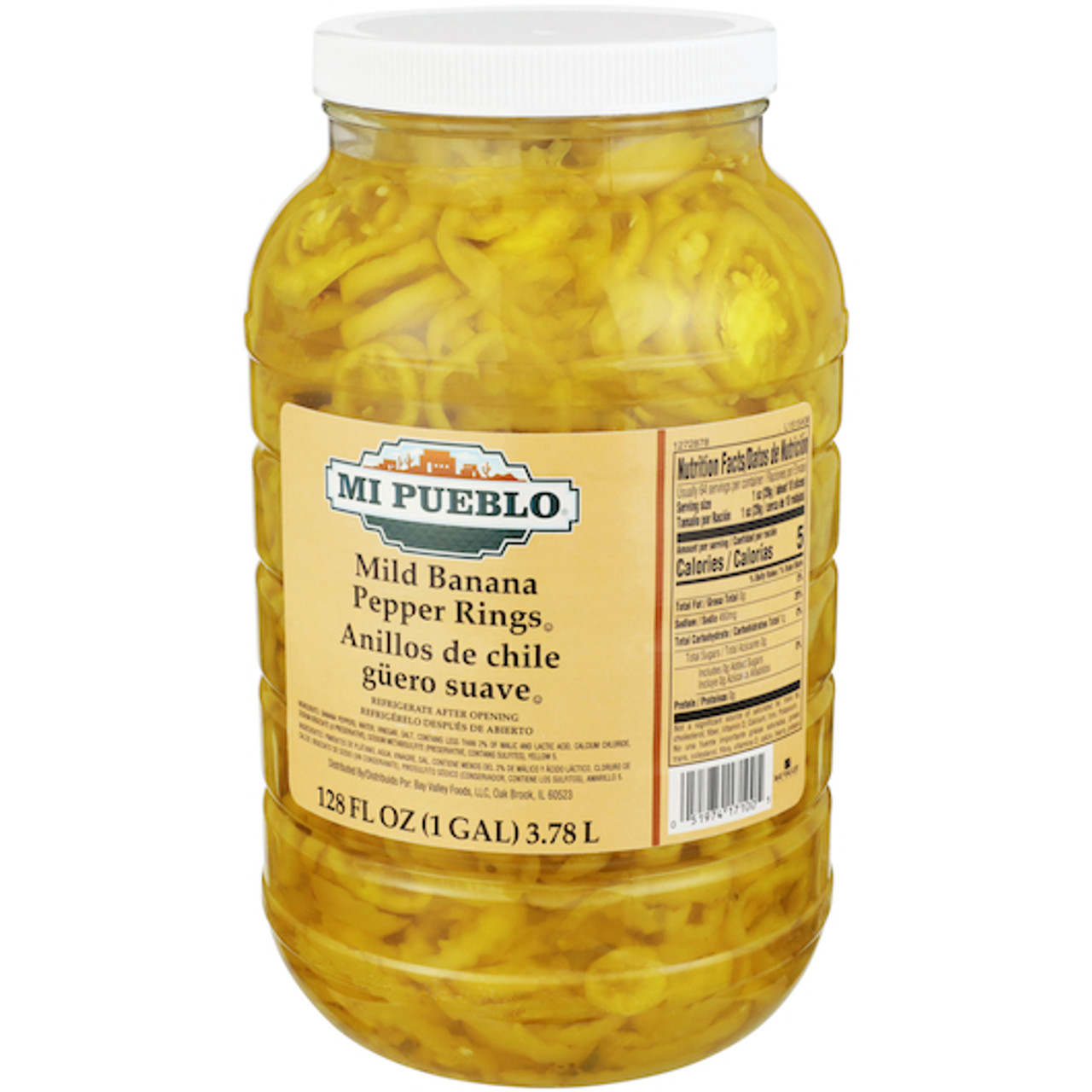 Mi Pueblo Mild Banana Pepper Rings, 1 Gallon, 4 Per Case