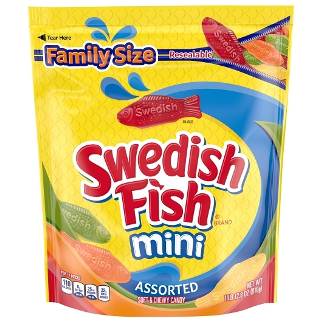Swedish Fish Assorted Gummy Candy Bag, 1.8 Pound, 4 Per Case