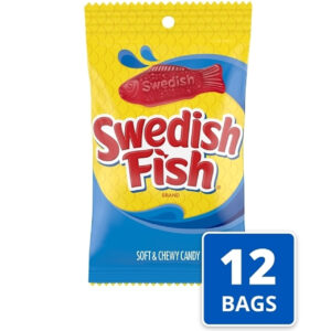 Swedish Fish Red Gummy Candy Peg Bag, 8 Ounce, 12 Per Case