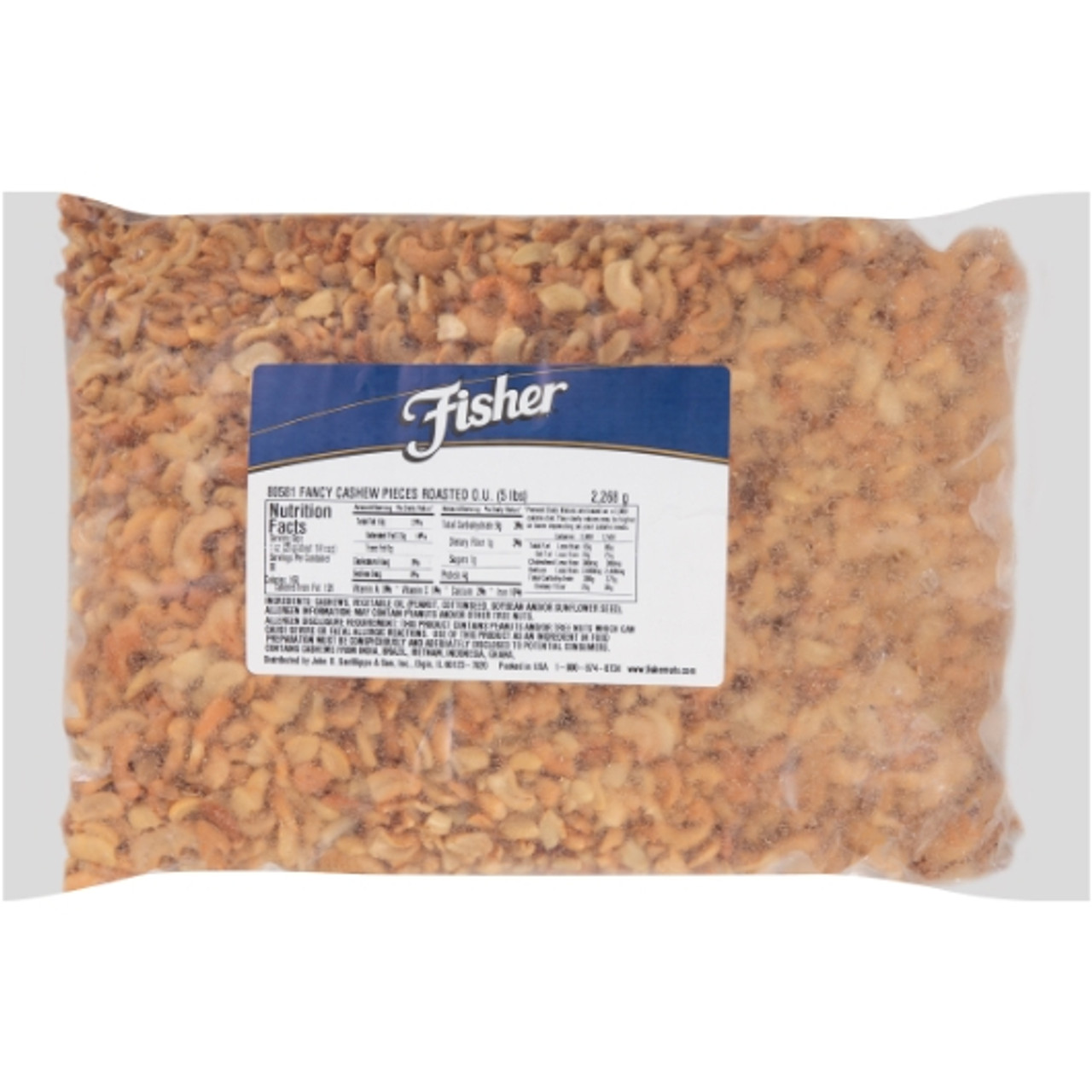 Fisher Large Roasted Cashew Nut Piece, 5 Pound