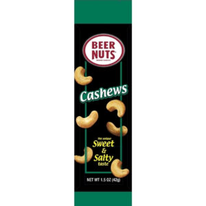 Beer Nuts Whole Cashews Snack Tube, 1.5 Ounce, 48 Per Case