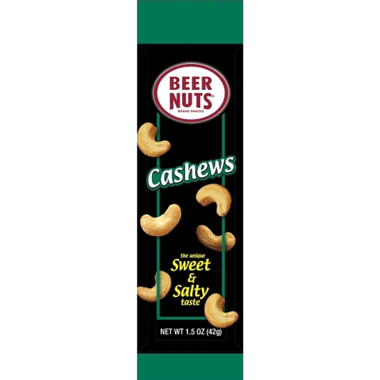 Beer Nuts Whole Cashews Snack Tube, 1.5 Ounce, 48 Per Case