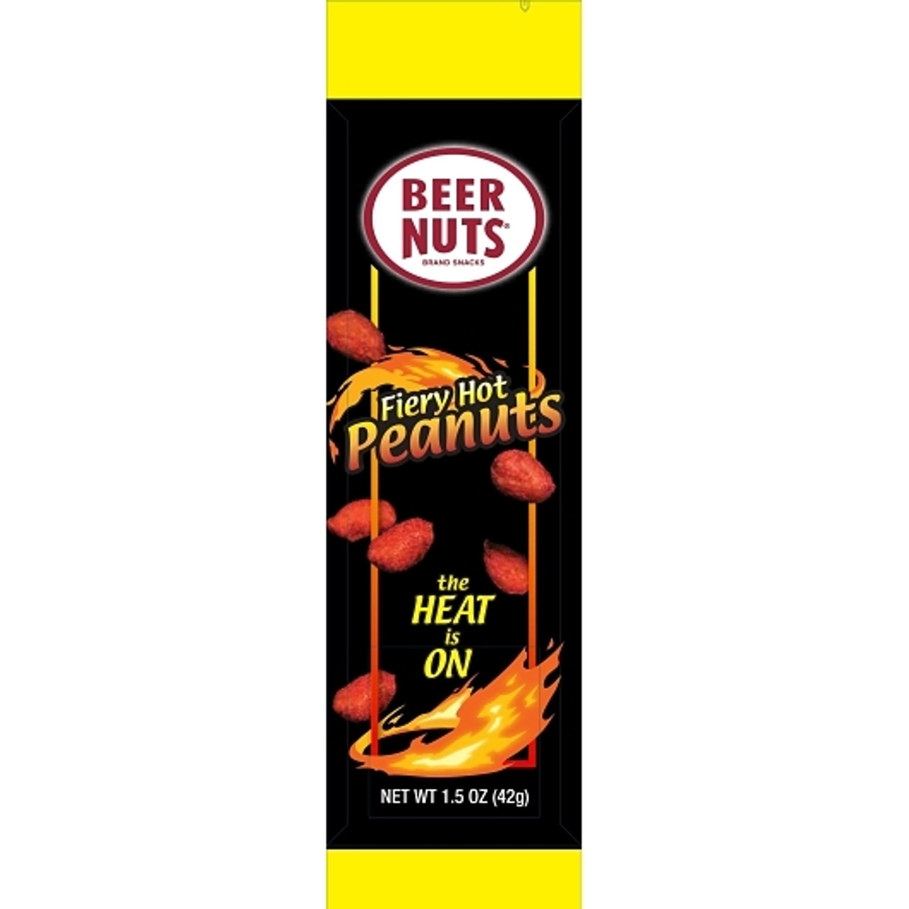 Beer Nuts Fiery Hot Peanut Snack Tube, 1.5 Ounce, 48 Per Case