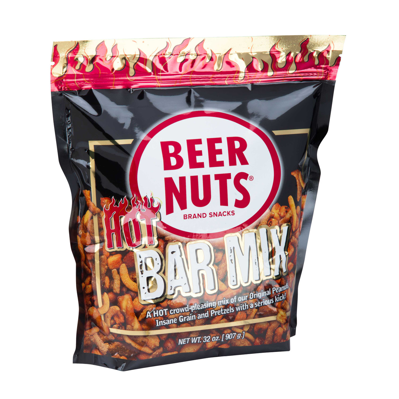 Beer Nuts Hot Bar Mix Stand Up Pouch, 32 Ounce, 8 Per Case