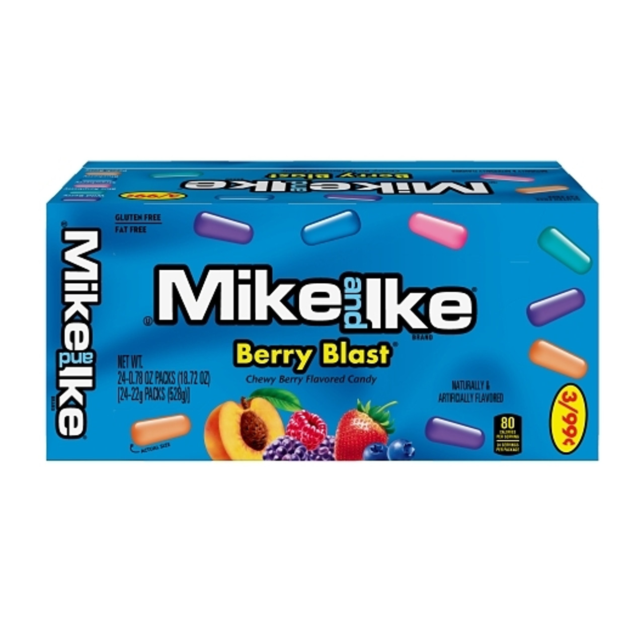 Mike & Ike Fat Free Gluten Free Berry Blast, 0.78 Ounce, 24 Per Box, 16 Per Case