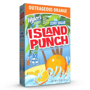Wylers Light Zero Sugar Island Punch Outrageous Orange Singles To Go, 10 Count, 12 Per Case
