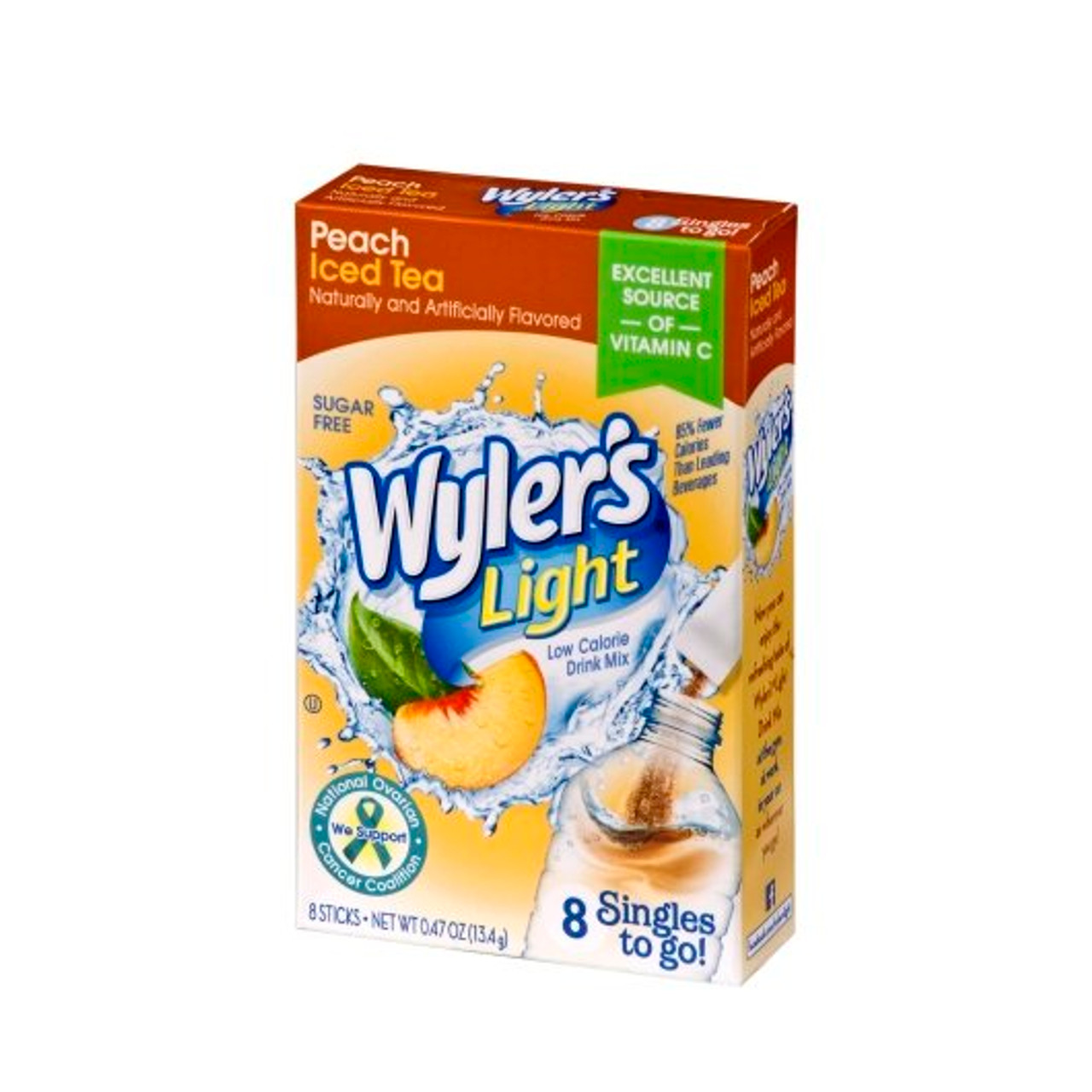 Wyler s Peach Ice Tea Drink Mix Singles To Go, 8 Count, 12 Per Case