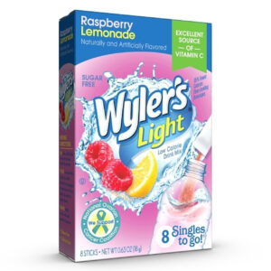Wylers Light Raspberry Lemonade Drink Mix Singles To Go, 8 Count, 12 Per Case