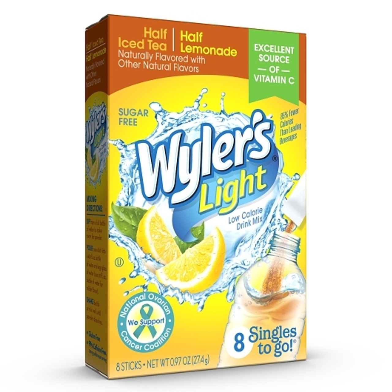 Wylers Light Lemonade Iced Tea Drink Mix, 8 Count, 12 Per Case