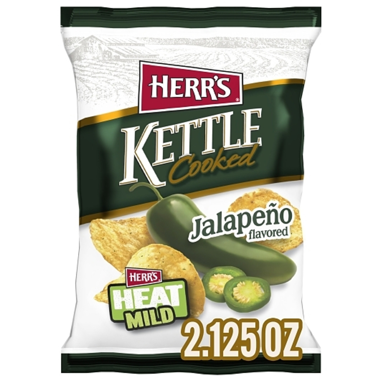 Herr s Jalapeno Flavored Kettle Cooked Potato Chips, 2.125 Ounce, 12 Per Case