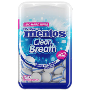 Mentos Clean Breath Peppermint, 150 Count, 4 Per Pack, 6 Per Case