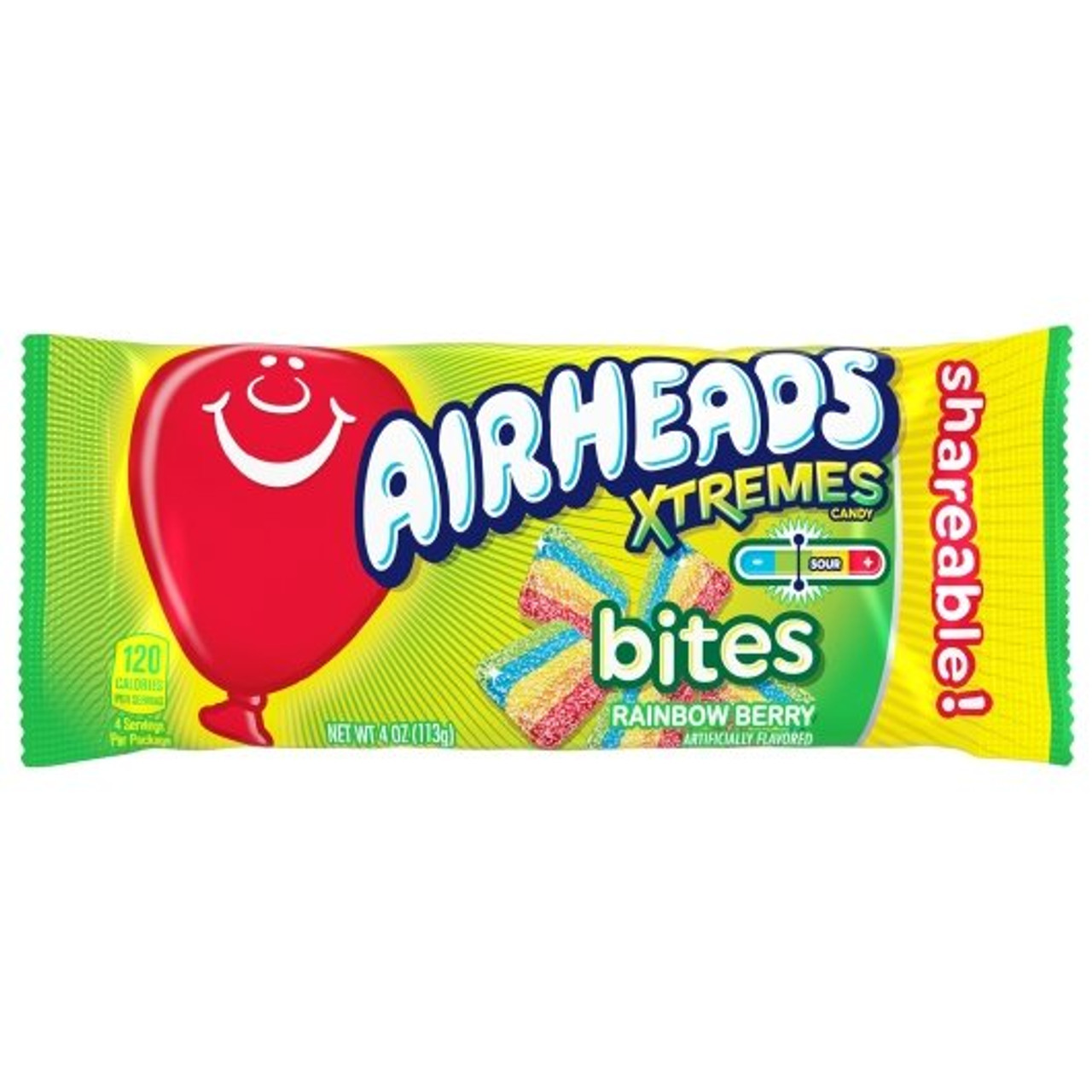 Airheads Xtremes Rainbow Berry Bites, 4 Ounce, 18 Per Box, 8 Per Case