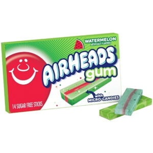 Airheads Sugar Free Watermelon Gum, 14 Piece, 12 Per Box, 12 Per Case