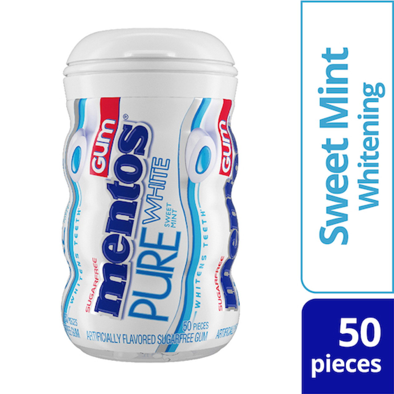 Mentos Pure Sweet Mint White Gum, 50 Piece, 6 Per Box, 6 Per Case
