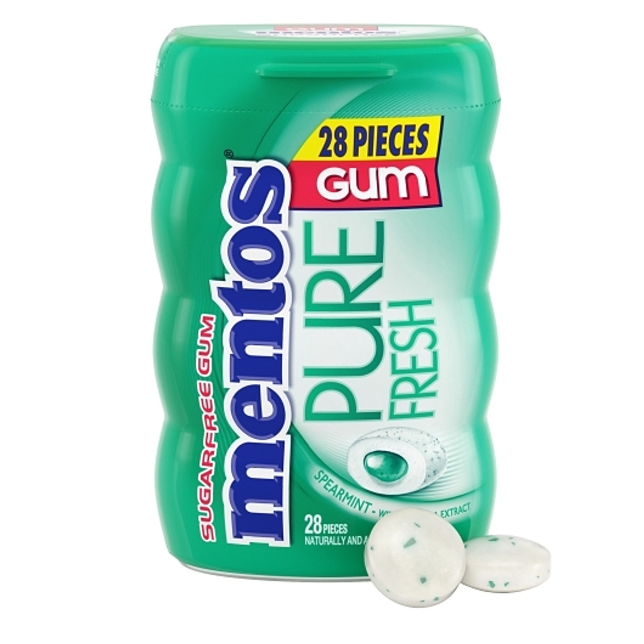 Mentos Pure Fresh Sugar Free Spearmint Chewing Gum with Xylitol, 1.975 Ounce, 6 Per Box, 6 Per Case