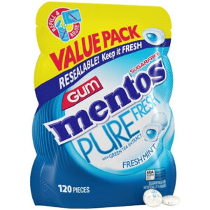Mentos Gum Fresh Mint Pouch, 120 Piece, 6 Per Case