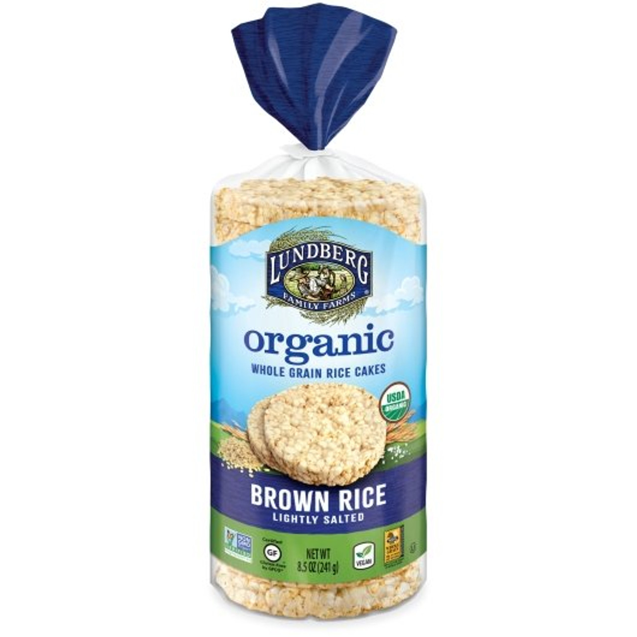 Lundberg Family Farms Brown Rice Cakes Lightly Salted, 8.5 Ounces, 6 Per Case